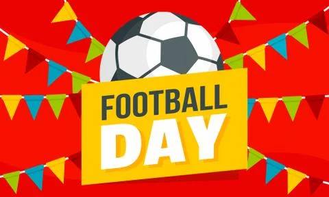 Soccer day concept banner, flat style Stock Illustration