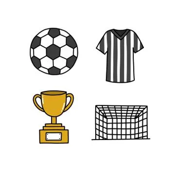 Soccer doodle icons set, vector color illustration Stock Illustration