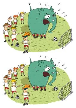 Soccer Elephant Differences Visual Game Stock Illustration