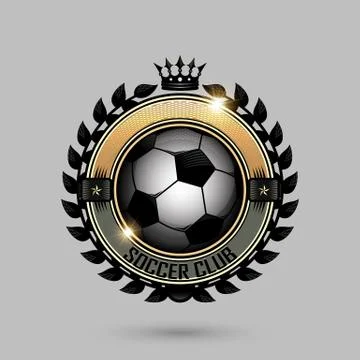 Soccer emblems with crown Stock Illustration