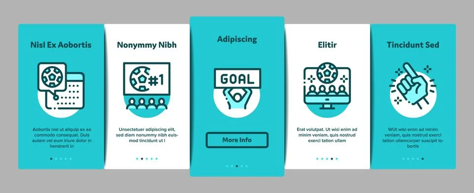 Soccer Fan Attributes Onboarding Elements Icons Set Vector Stock Illustration