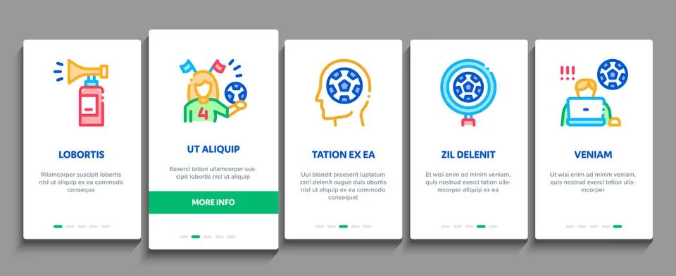 Soccer Fan Attributes Onboarding Elements Icons Set Vector イラスト素材