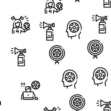 Soccer Fan Attributes Seamless Pattern Vector Stock Illustration