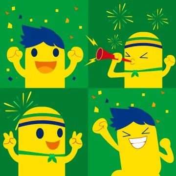 Soccer fan cheering Illustrazione stock
