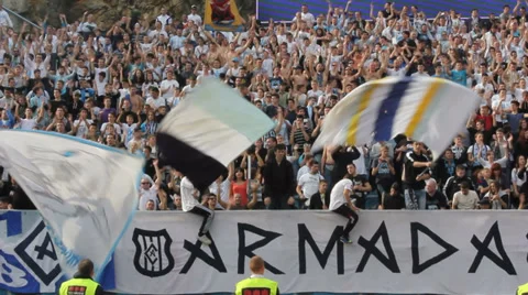 Soccer fans with flags Stock Footage 37013616