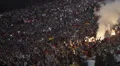 Soccer Fans Light Flares Smoke Grenade Bomb Stadium People Crowd Mass Supporters HD Footage