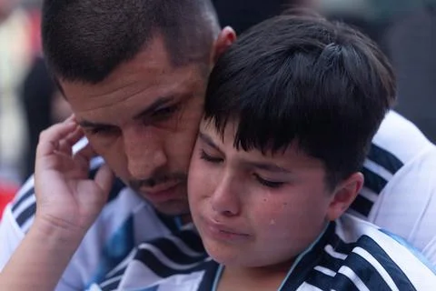 Soccer fans react to World Cup final game between Argentina and Spain, New York, Stock Photos