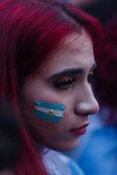 Soccer fans react to World Cup final game between Argentina and Spain, New York, Stock Photos