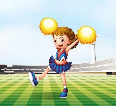 A soccer field with a cheerdancer Stock Illustration