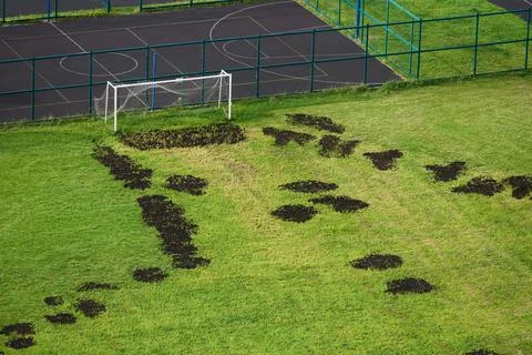 A soccer field for children with solid grass Stock Photos