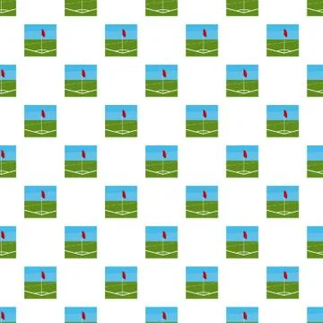 Soccer field corner with red flag pattern Stock Illustration