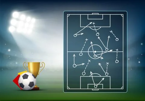 Soccer field on device screen. Playing scheme tactics Stock Illustration