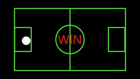 Soccer field displays a win text announcement. This soccer field celebrates.. Stock Footage 337621627