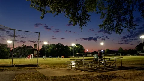 The soccer field at dusk Stock Footage 115606742