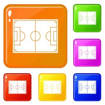 Soccer field icons set vector color Stock Illustration