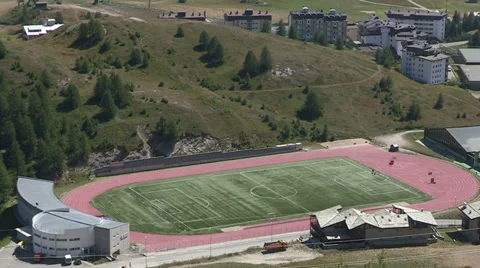Soccer field in the mountains Stock Footage 37587004