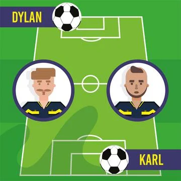 Soccer field with player positions Vector Stock Illustration