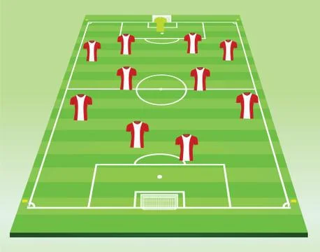 Soccer field with players Stock Illustration