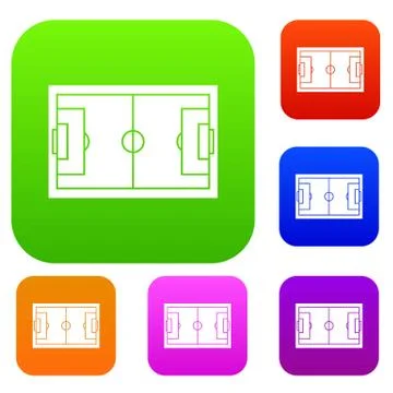 Soccer field set collection Stock Illustration