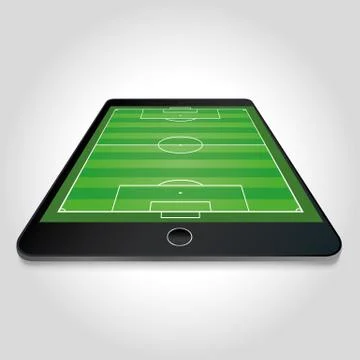 Soccer field on tablet screen Stock Illustration