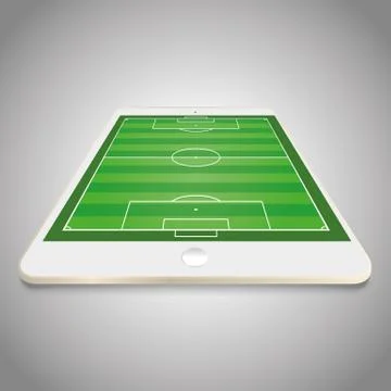 Soccer field on tablet screen Stock Illustration
