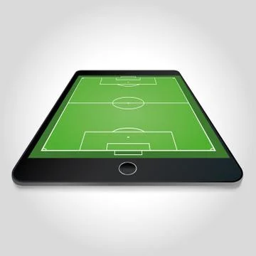 Soccer field on tablet screen Stock Illustration