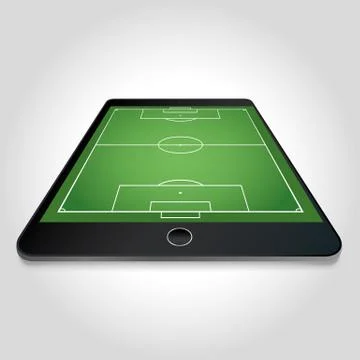 Soccer field on tablet screen Stock Illustration