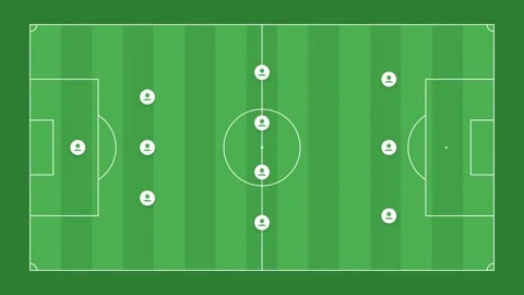 Soccer Field Tactical Board with 442 Player Formation 4K Video stock 339029316