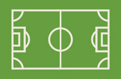 Soccer field with top view in flat vector illustration, sport stadium pattern Stock Illustration