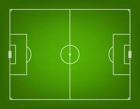 Soccer Field Top View Vector Illustration. Green Football Pitch Layout with Illustrazione stock