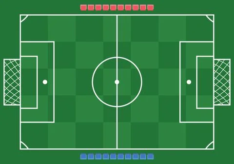 Soccer field. Vector flat illustration of a green soccer field top view Illustrazione stock