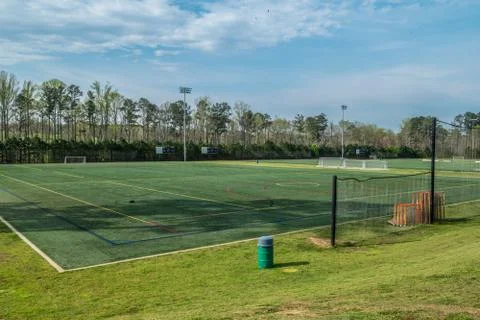 Soccer fields closed and empty Coronavirus Covid-19 Stock Photos