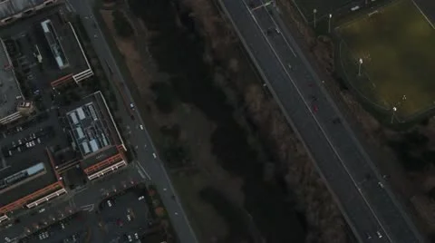 Soccer Fields at Night - Aerial Stock Footage 10679146