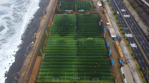 Soccer fields by the ocean in Lima Peru Stock-Fotos