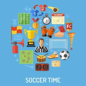 Soccer Flat Icon Concept Stock Illustration