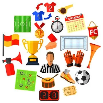 Soccer Flat Icon Concept Illustrazione stock