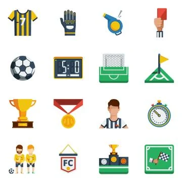 Soccer Flat Icon Set Stock Illustration