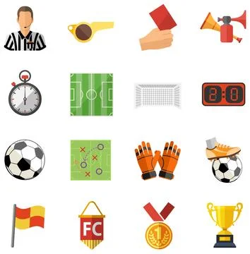 Soccer Flat Icon Set Stock Illustration