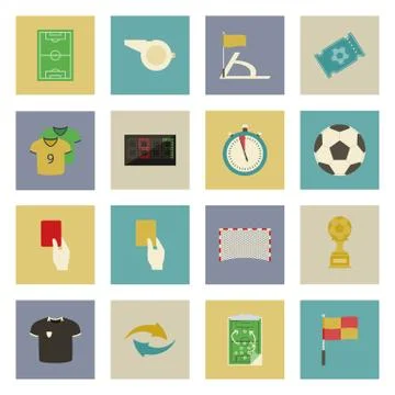 Soccer flat icons set Stock Illustration