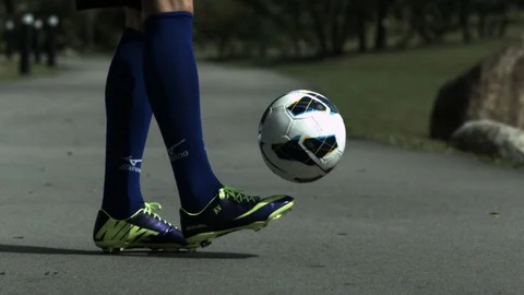 Soccer Foot work in slow motion Stock Footage 98079156