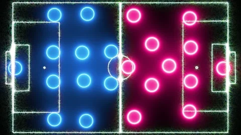 Soccer formations tactic strategy playbook, blue and red teams Stock Footage 300363412