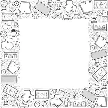 Soccer frame linear black Stock Illustration