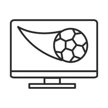 Soccer game, computer ball app league recreational sports tournament line style Illustrazione stock