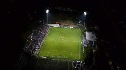 Soccer game in night stadium Stock Footage 50444192