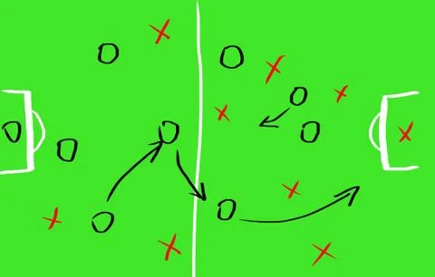 Soccer game strategy on a board Stock Illustration