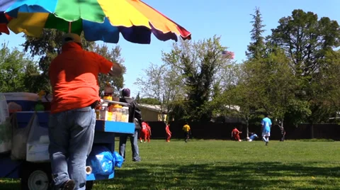 Soccer game vendor. cold drinks Stock Footage 36987566
