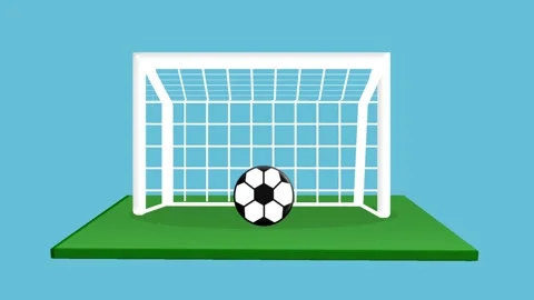Soccer Goal Animation With Flat Style on blue background. Stock Footage 337304785