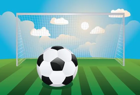 Soccer Goal with Ball Иллюстрация