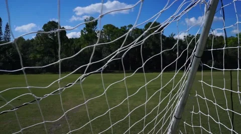 Soccer Goal net close up moving with glidecam Video stock 63617823