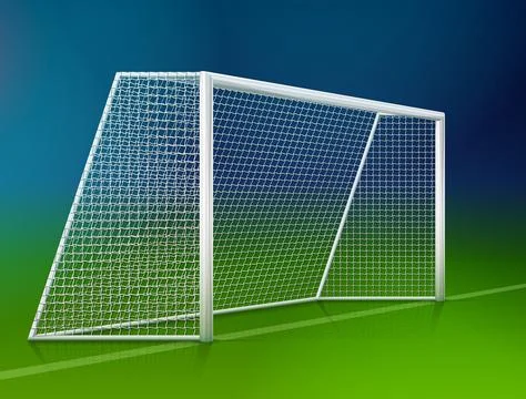 Soccer goal post with net, side view Stockillustratie
